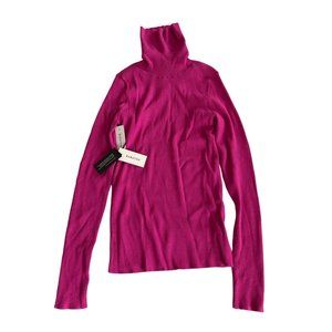 Babaton Pink Ribbed Turtleneck Sweatshirt